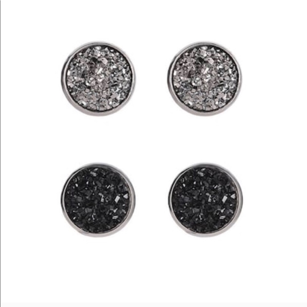 {Ocean Dreams} -Silver and Black 2 piece earring
